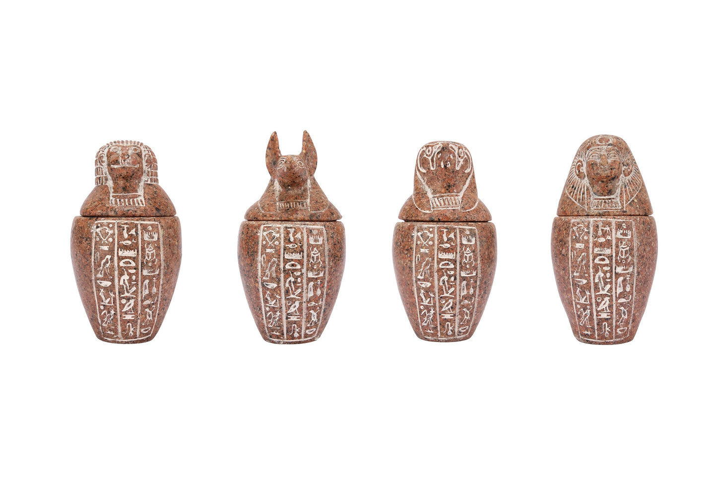 Egyptian Art canopic jars set 4 sons of Horus - granite stone made in Egypt