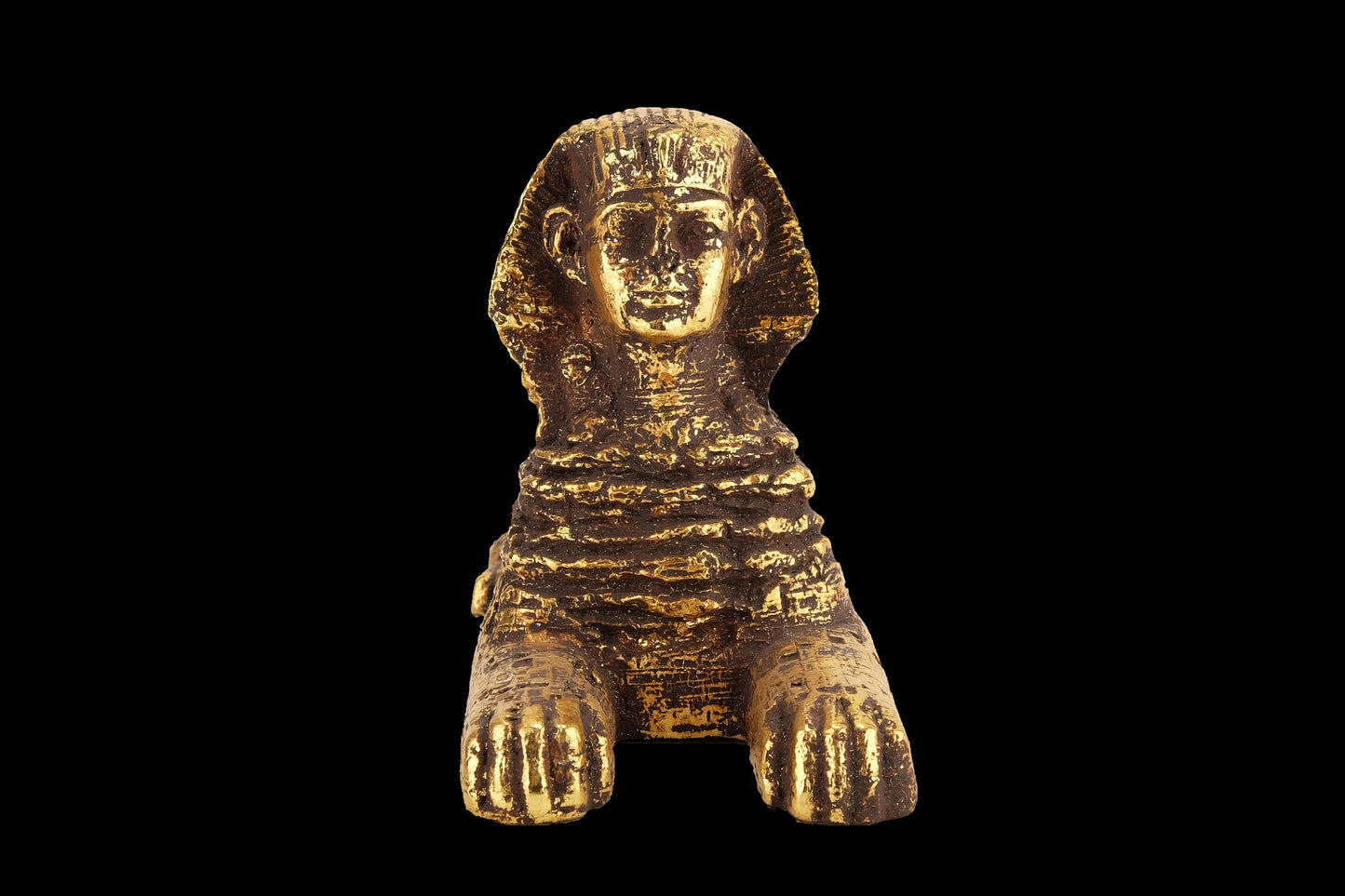 Egyptian statue sphinx heavy stone gold leaf hand painted made in Egypt