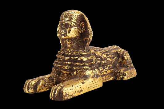 Egyptian statue sphinx heavy stone gold leaf hand painted made in Egypt