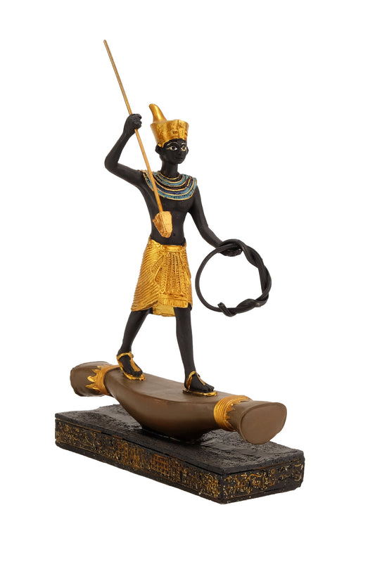 Unique ancient Egyptian statue of king Tutankhamun fighter hand painted gold and black small piece replica statue made in Egypt