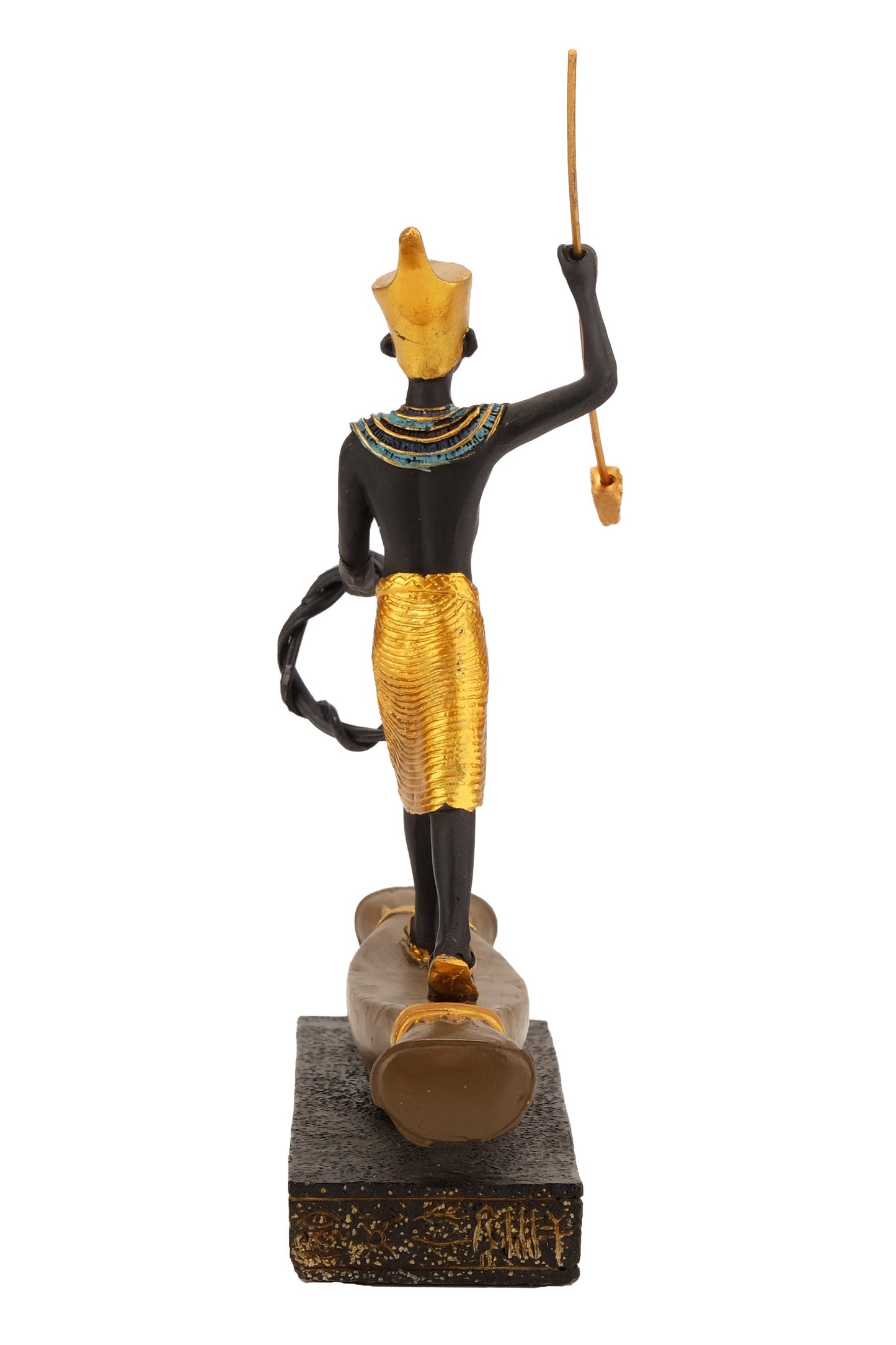 Unique ancient Egyptian statue of king Tutankhamun fighter hand painted gold and black small piece replica statue made in Egypt