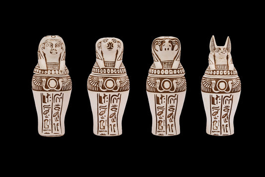 Egyptian Art canopic jars set 4 sons of Horus - made from stone - Made in Egypt