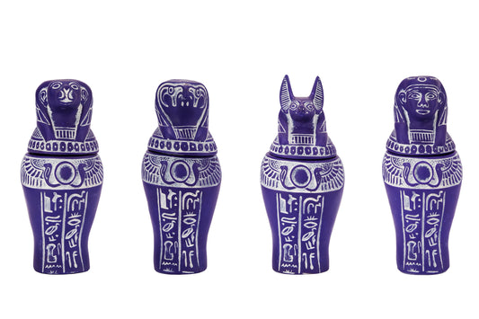 Egyptian Art canopic jars set 4 sons of Horus - made from blue stone - Made in Egypt