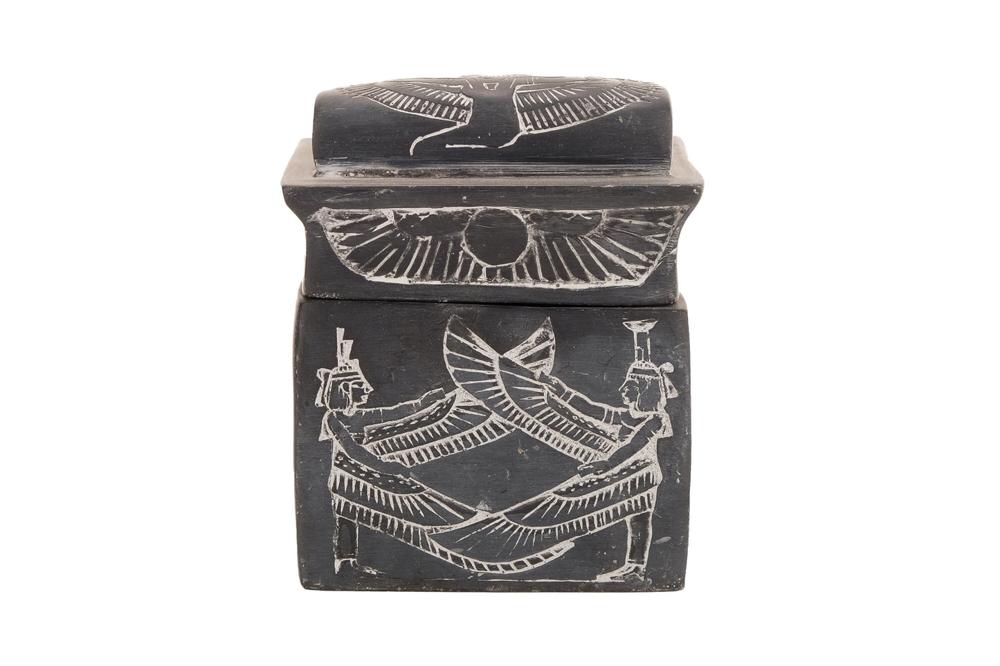 Canopic box 4 jars pharaonic Art carved inscriptions stone made in Egypt