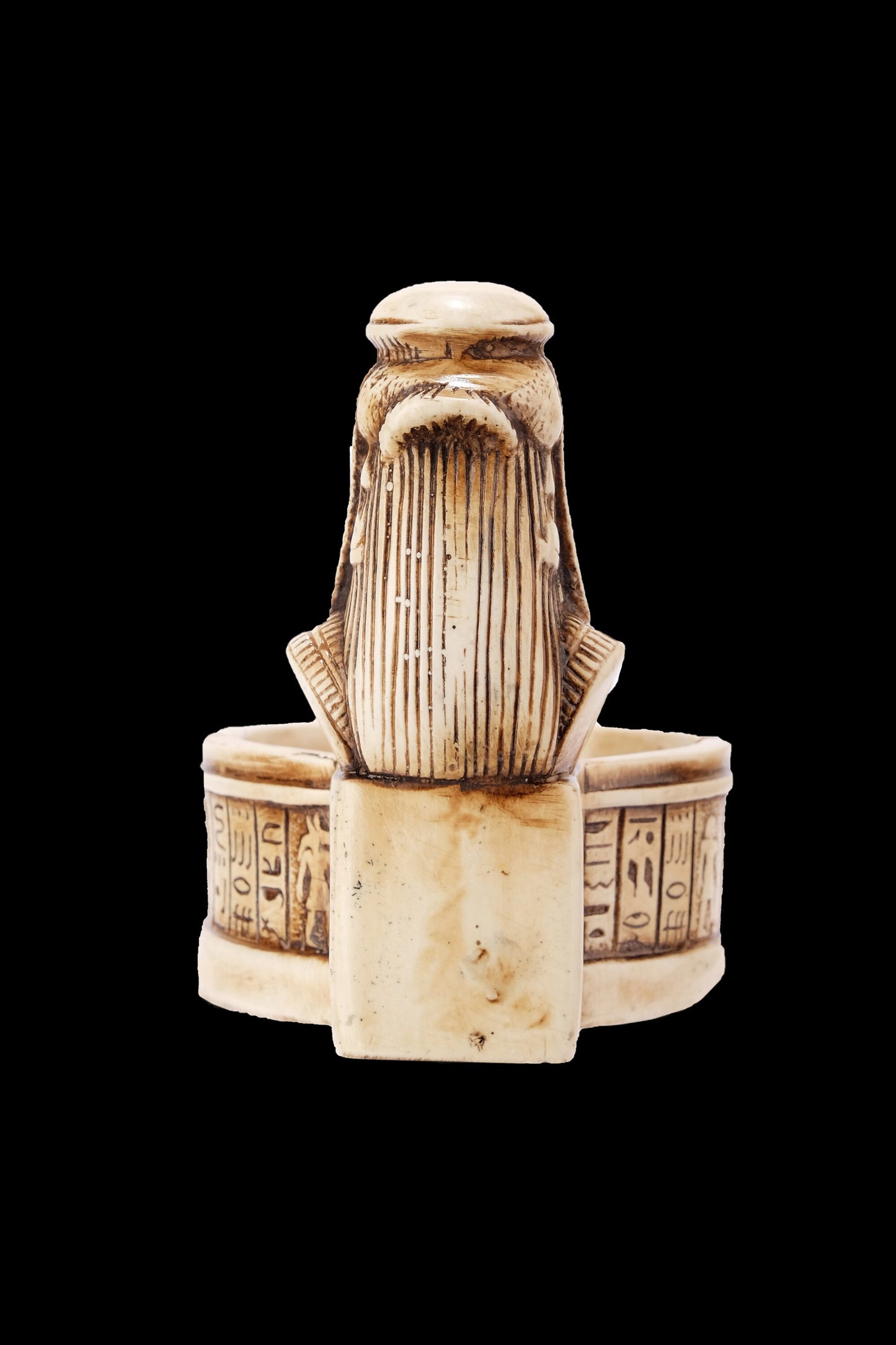 Marvelous Queen Cleopatra Ashtray carved from Limestone with Egyptian Hieroglyphics - made with Egyptian soul