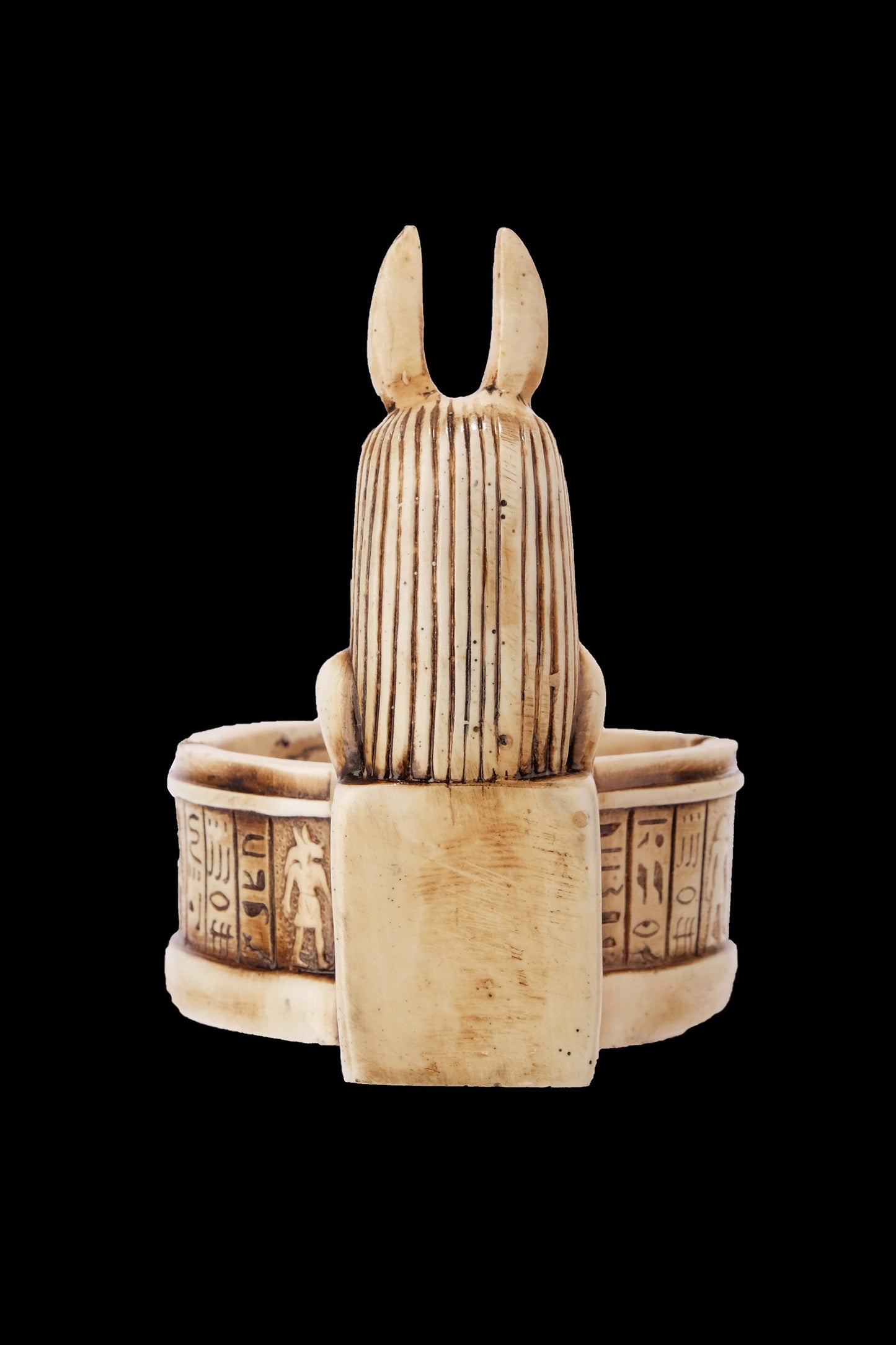 Marvelous Anubis Ashtray carved with Egyptian Hieroglyphics and the beautiful color- our item is made with Egyptian soul