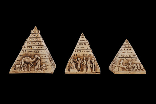 Vintage pyramids of Egypt Set - Set of 3 Pyramid- Egyptian Pyramids- Giza pyramids-EGYPTIAN Home Decor - Made from limestone made in Egypt