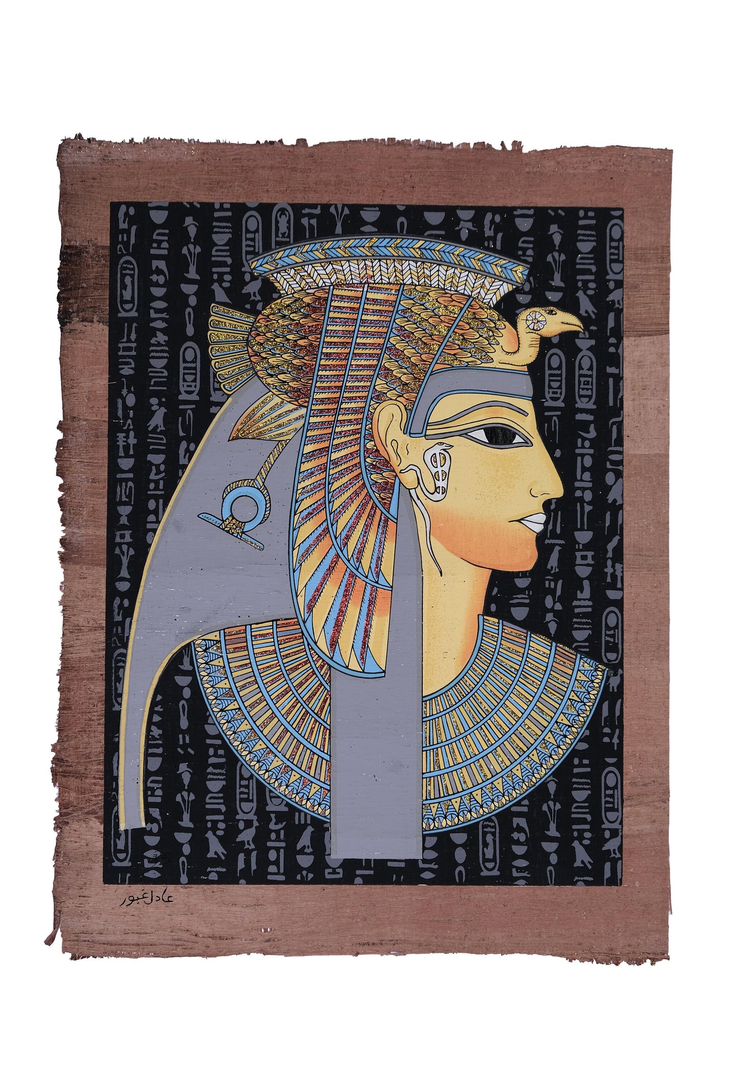 Ancient Egyptian papyrus of Queen Cleopatra Glow in the dark made in Egypt with Authentic papyrus Leaves