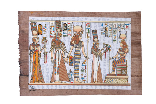 Ancient Egyptian papyrus Glow in the Dark of Goddess Hathor Leading Queen Nefertari into the afterlife