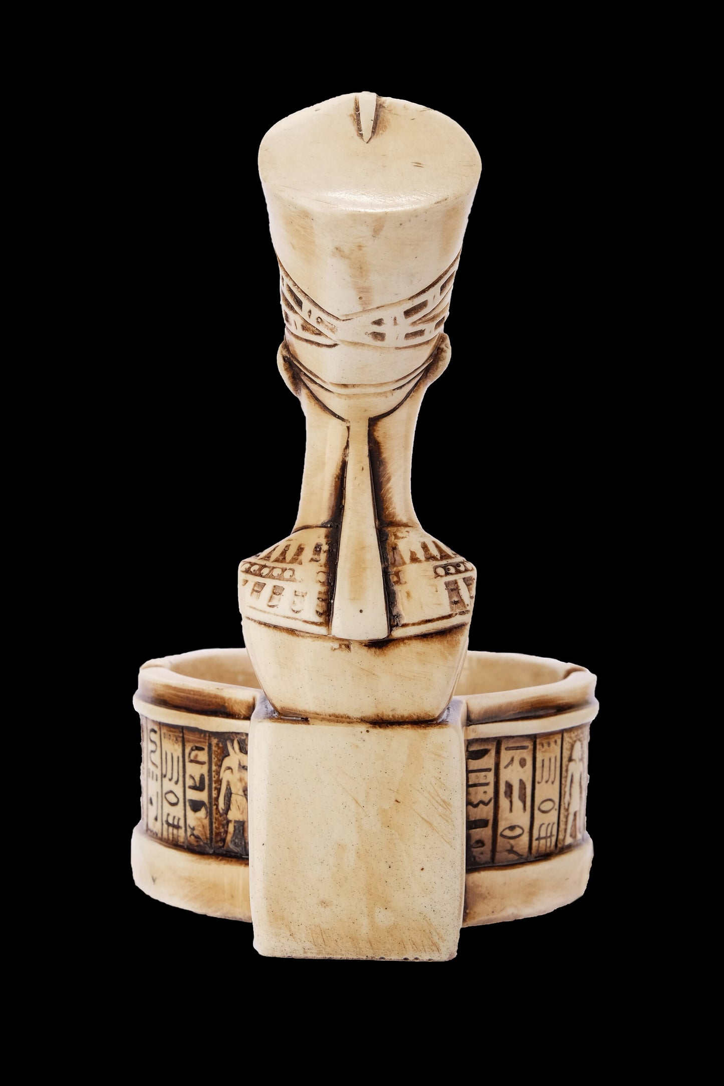 Vintage Queen Nefertiti Ashtray carved from limestone with ancient Egyptian hieroglyphics. Our item is made with Egyptian soul