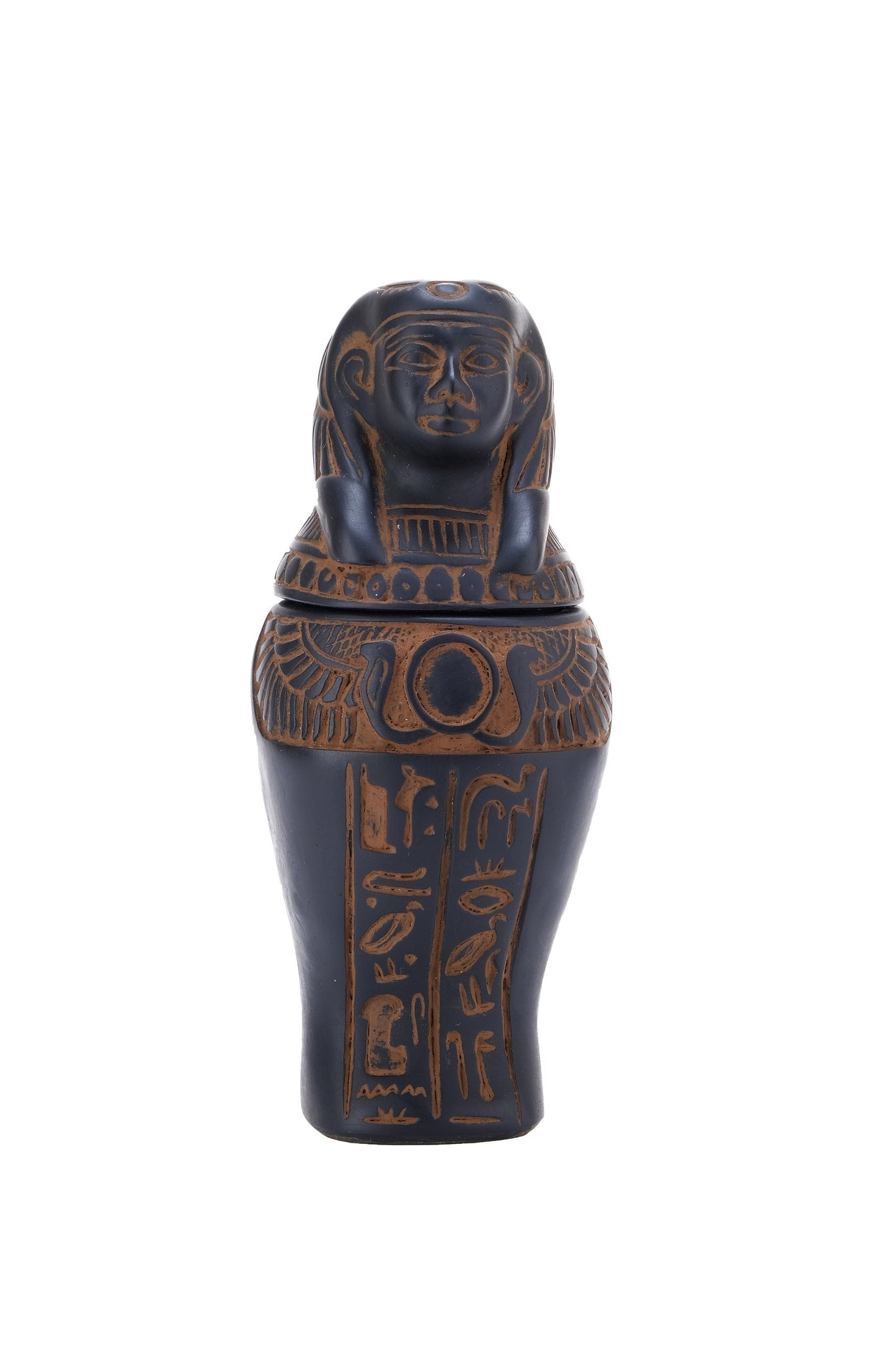 Egyptian Art canopic jars set 4 sons of Horus, black stone made with Egyptian soul