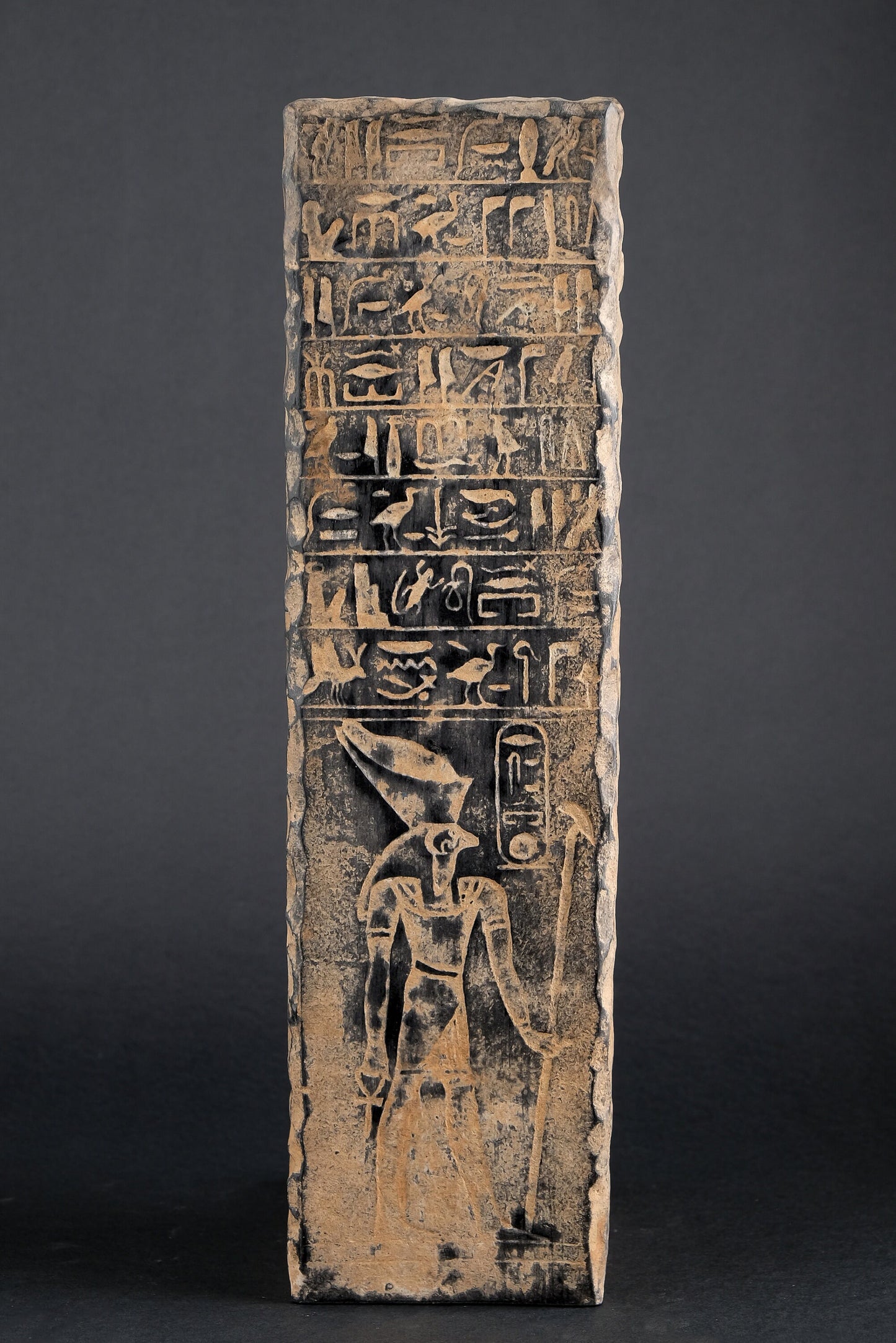 Statue Sekhmet large Stela relief heavy black Sculpture with inscription Horus made in Egypt