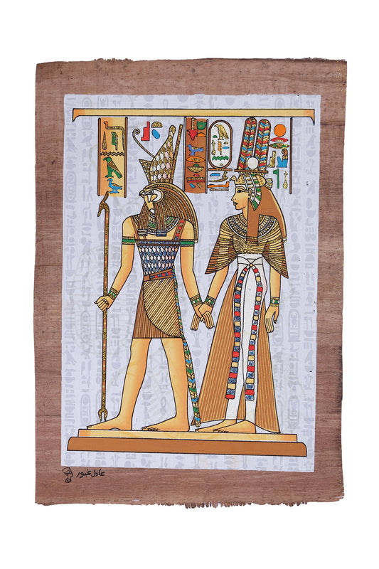 Ancient Egyptian papyrus Glow in the Dark of God Horus Leading Queen Nefertari into the afterlife