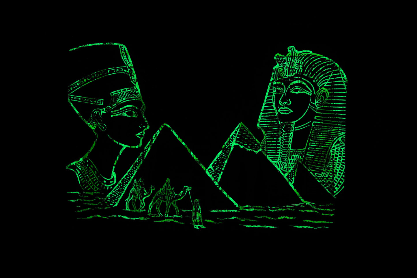 Ancient Egyptian papyrus Glow in the Dark of Goddess Hathor Leading Queen Nefertari into the afterlife