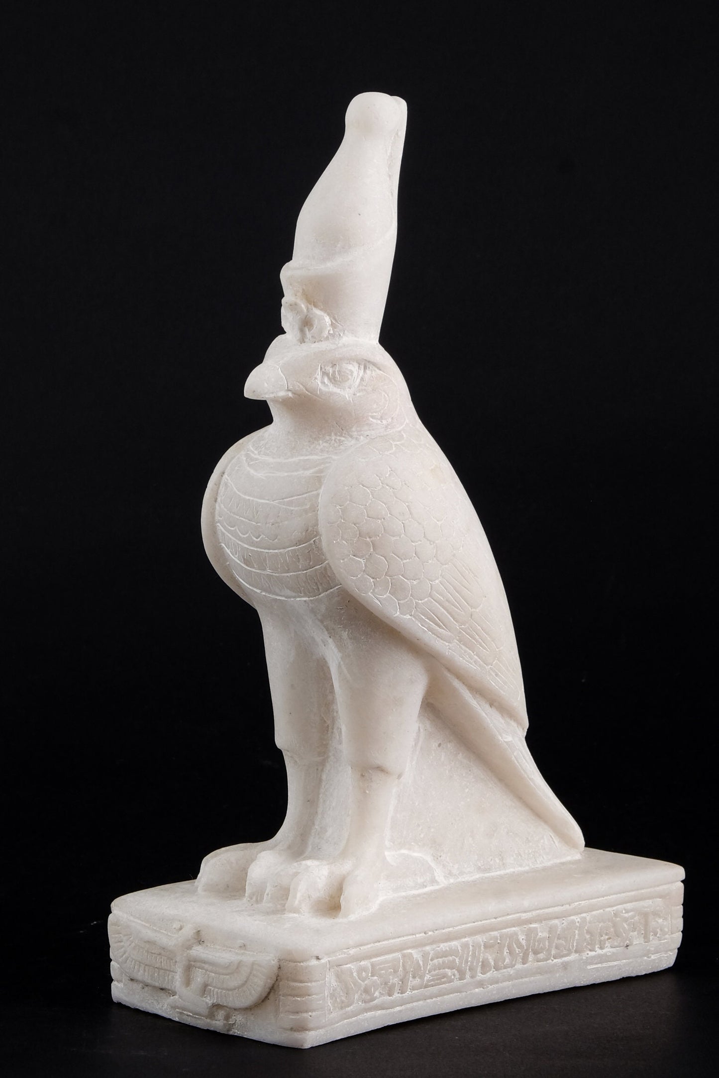 Ancient Egyptian Falcon Bird God Horus statue sculpture white marble stone made in Egypt