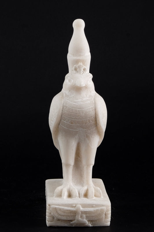 Ancient Egyptian Falcon Bird God Horus statue sculpture white marble stone made in Egypt