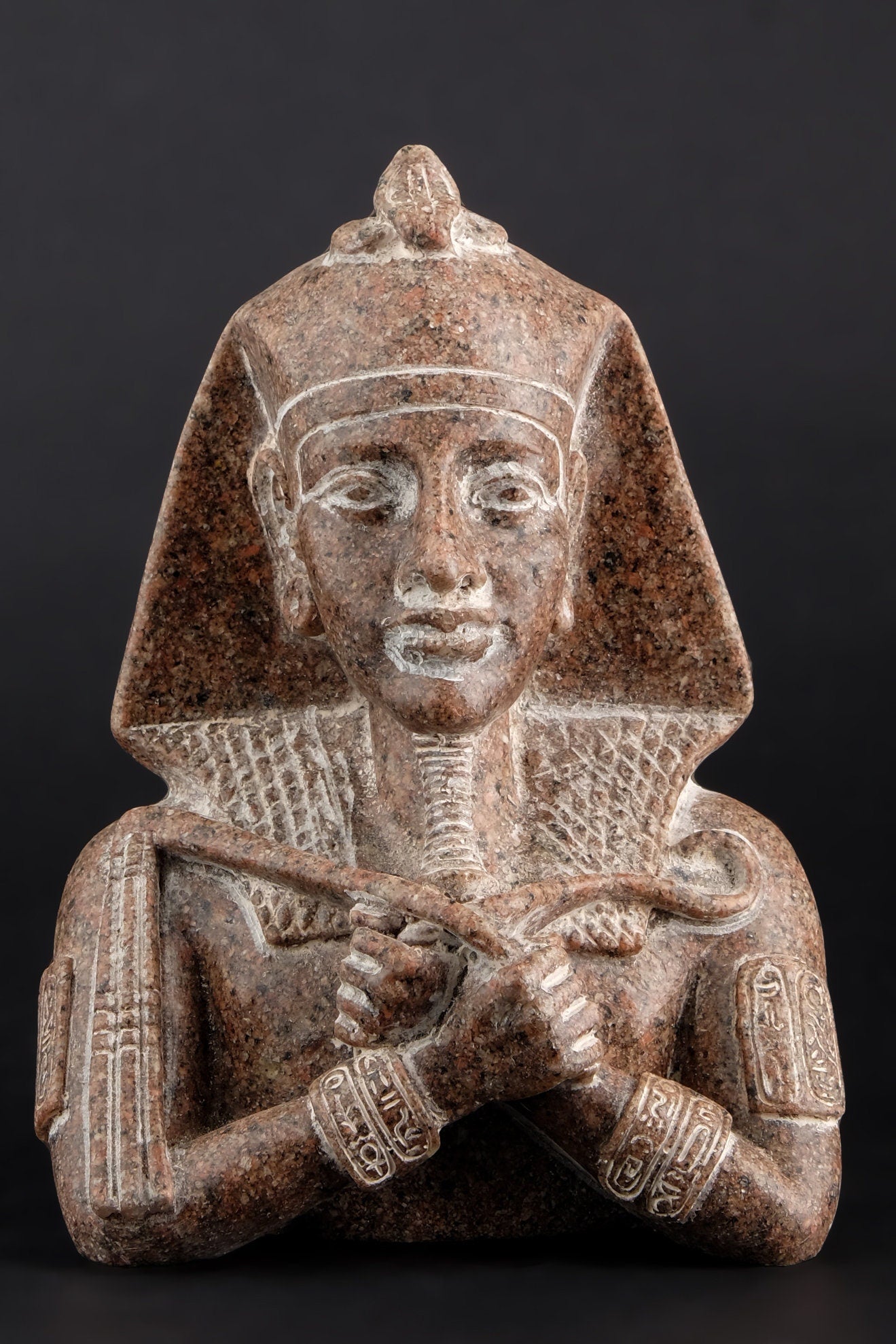 Rare Bust of king Akhenaten (Amenhotep IV) (about 1351-1334 BC) King of the 18th dynasty - Granite stone made in Egypt.