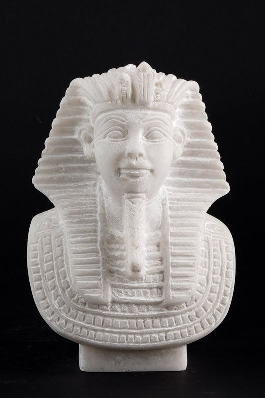 Unique ancient Egyptian statue of king Tutankhamun sculpture white marble stone made in Egypt