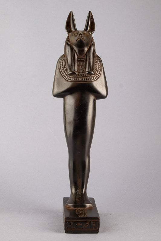 A unique ancient Egyptian statue of Anubis Jackal God of afterlife and mummification standing in form mummy with Jackel head made in Egypt