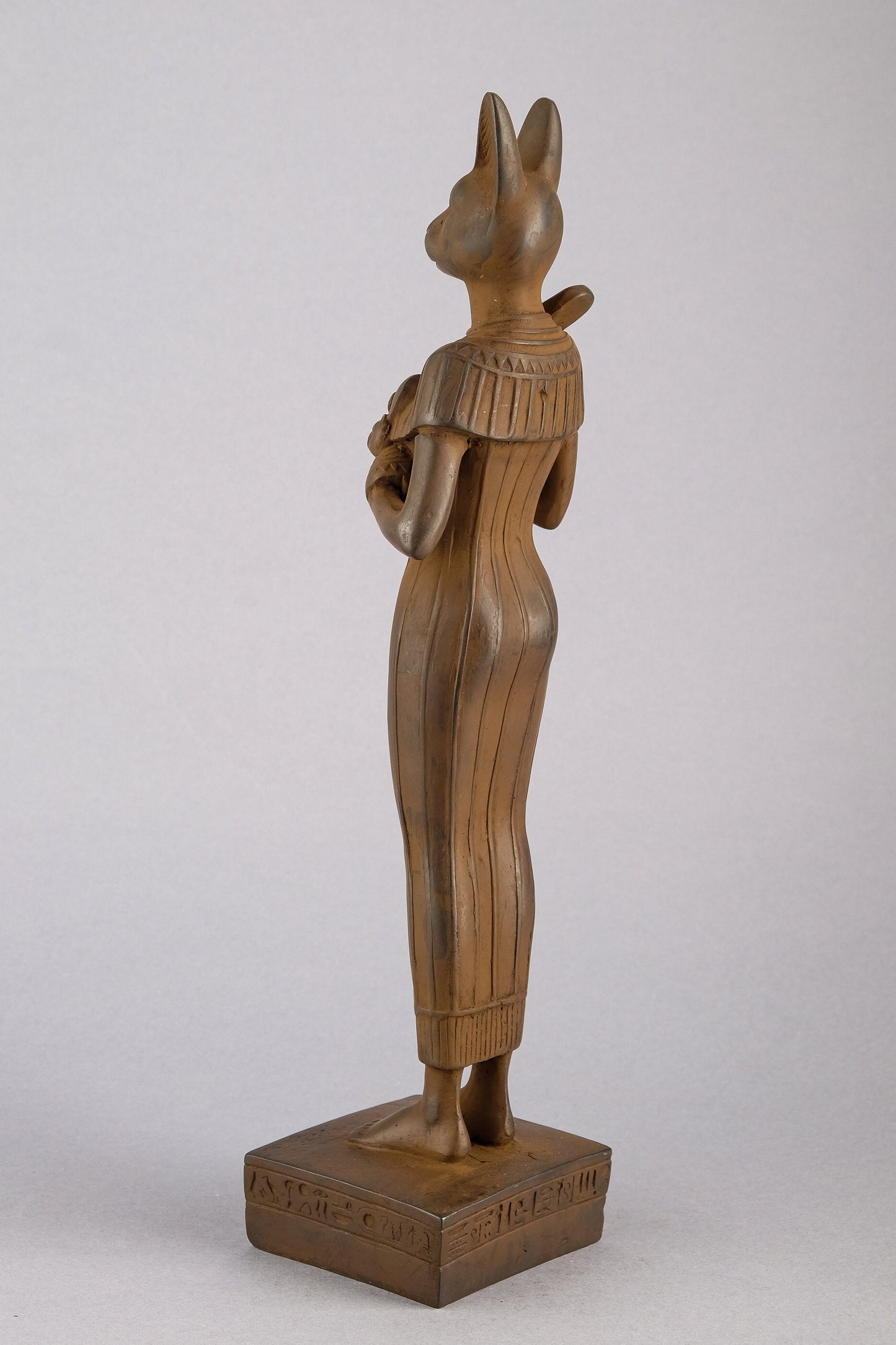 Ancient Egyptian statue of goddess Bastet cat Cat large standing Joy Love Music Royal Ankh Matt finish black made in Egypt made in Egypt