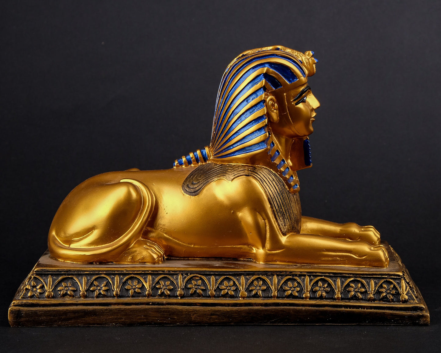 Ancient Egyptian statue of sphinx heavy stone unique painted colored made in Egypt