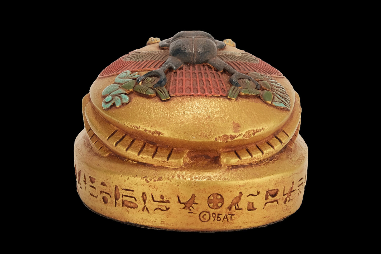 Unique Ancient Egyptian Sacred Scarab winged unique painted colored made in Egypt