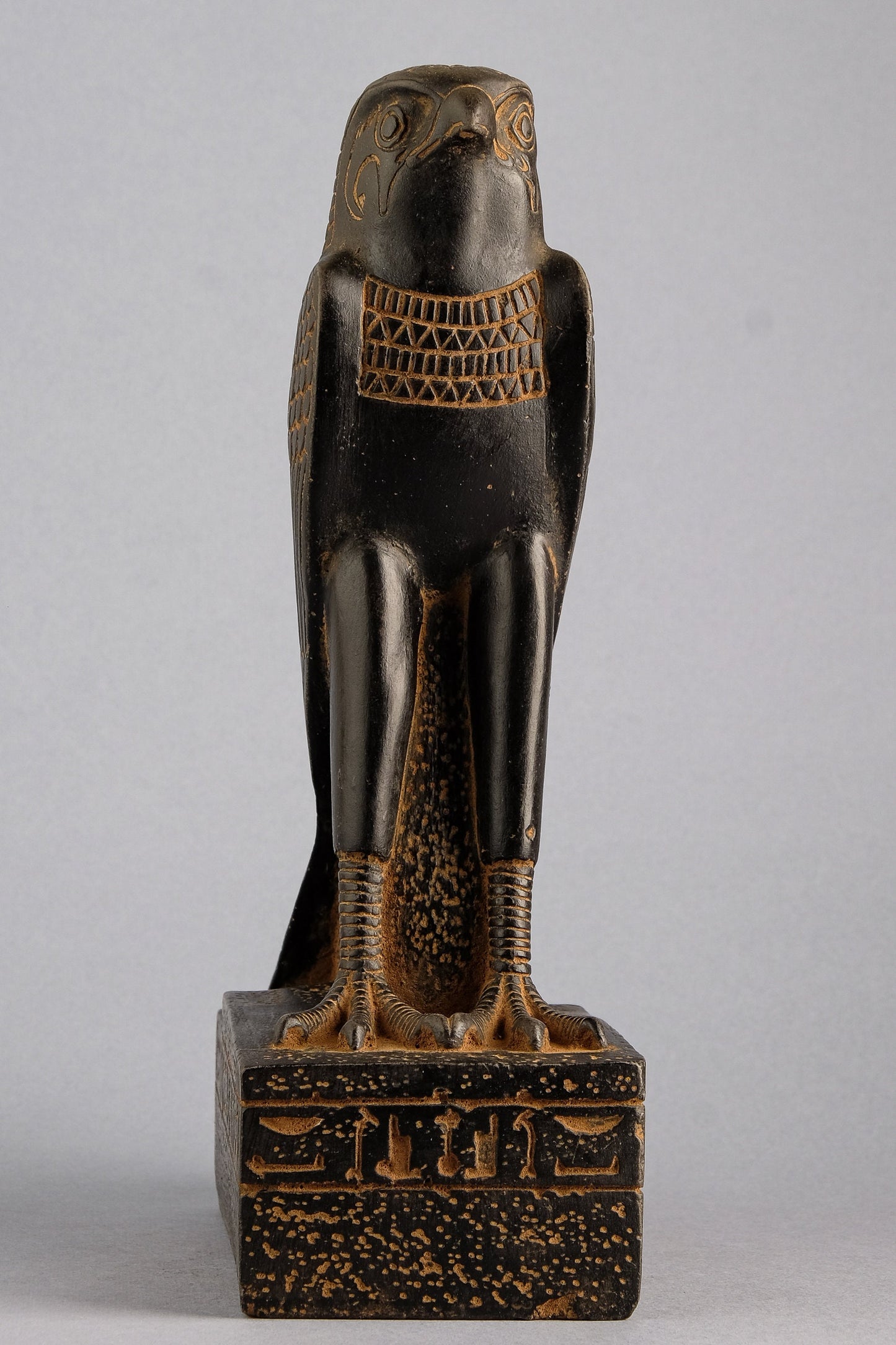 Ancient Egyptian Falcon Bird God Horus statue heavy black stone made in Egypt