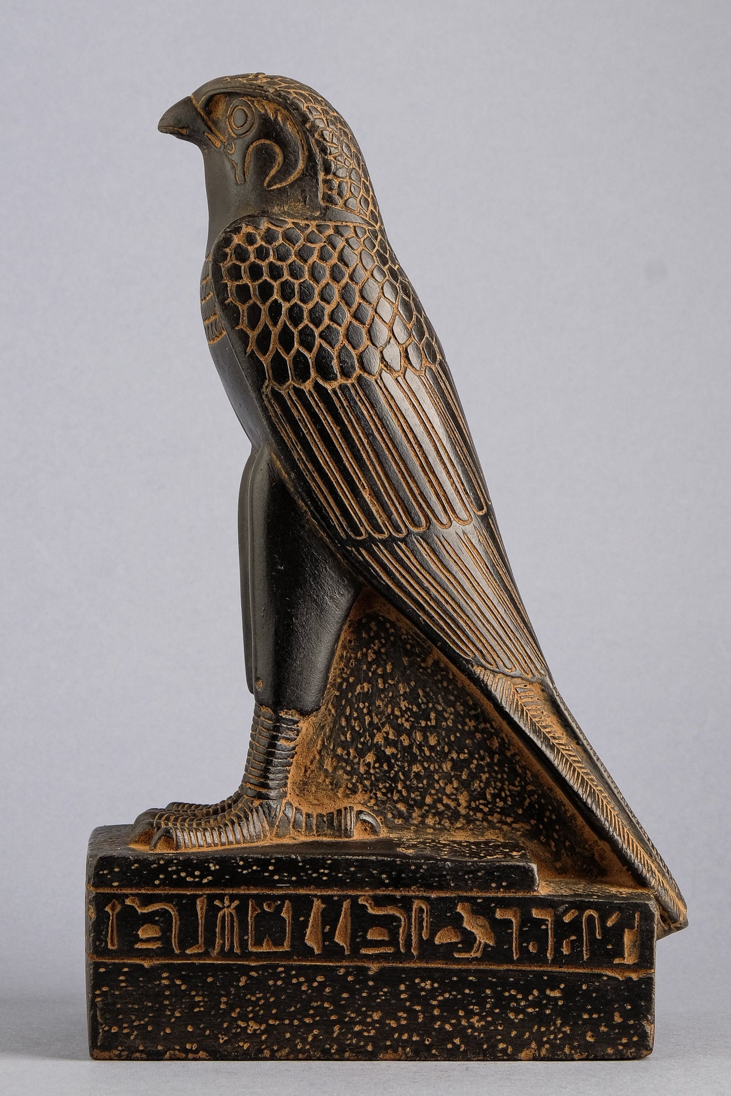 Ancient Egyptian Falcon Bird God Horus statue heavy black stone made in Egypt