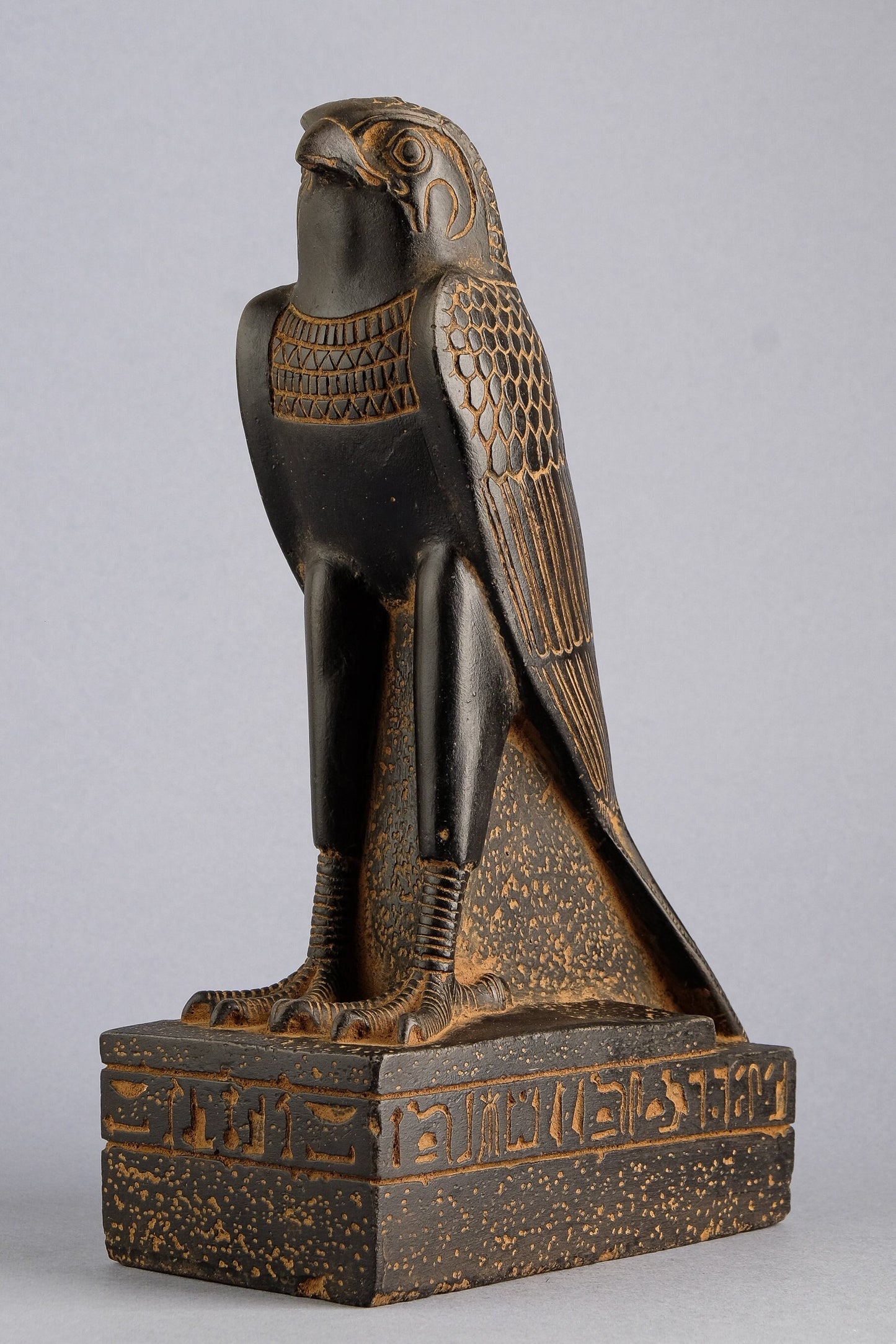 Ancient Egyptian Falcon Bird God Horus statue heavy black stone made in Egypt