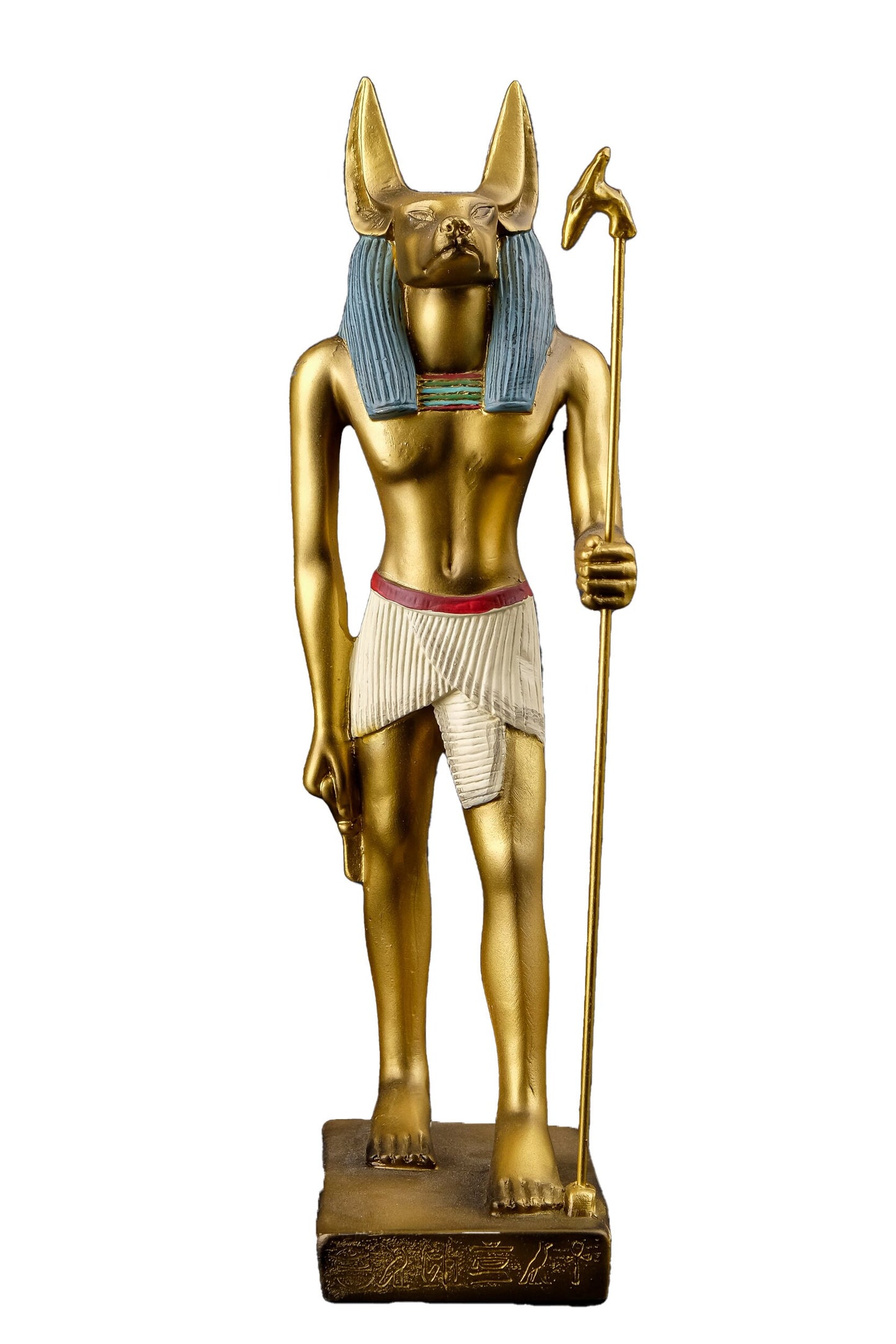 A unique ancient Egyptian statue of Anubis Jackal symbol of afterlife and mummification unique gold Egyptian Art hand painted  made in Egypt