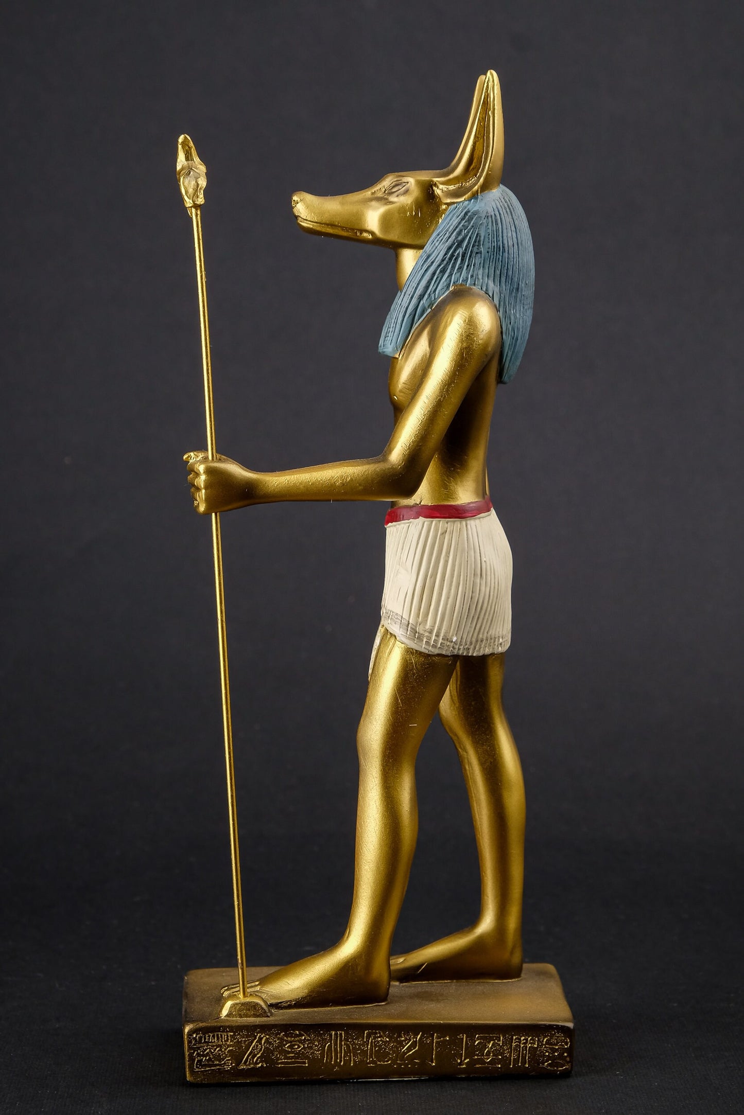 A unique ancient Egyptian statue of Anubis Jackal symbol of afterlife and mummification unique gold Egyptian Art hand painted  made in Egypt