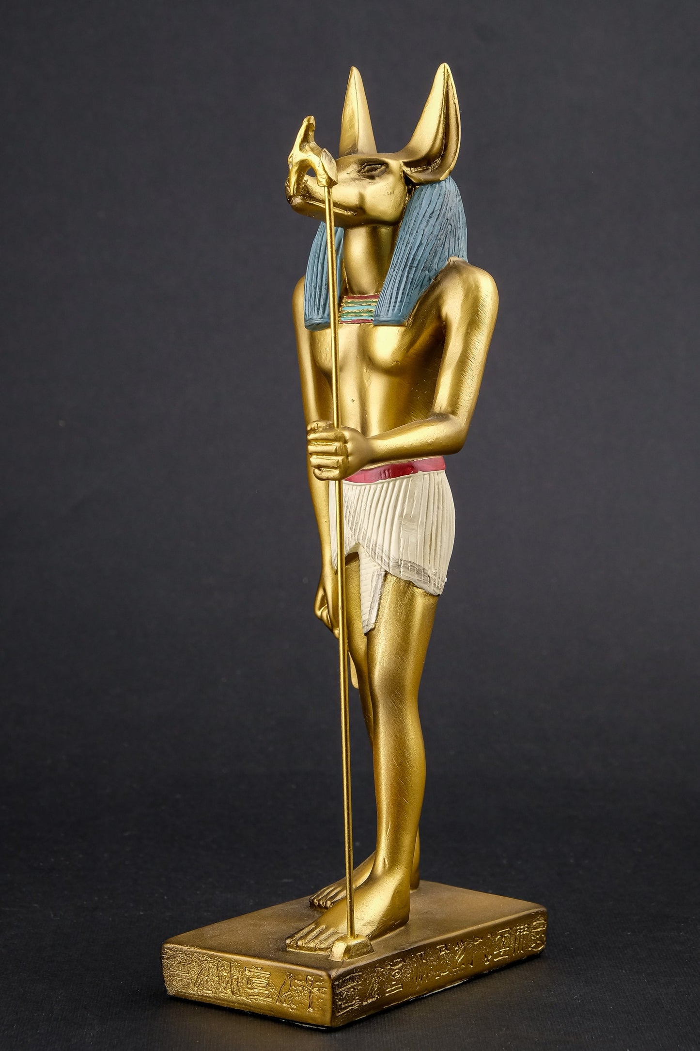 A unique ancient Egyptian statue of Anubis Jackal symbol of afterlife and mummification unique gold Egyptian Art hand painted  made in Egypt