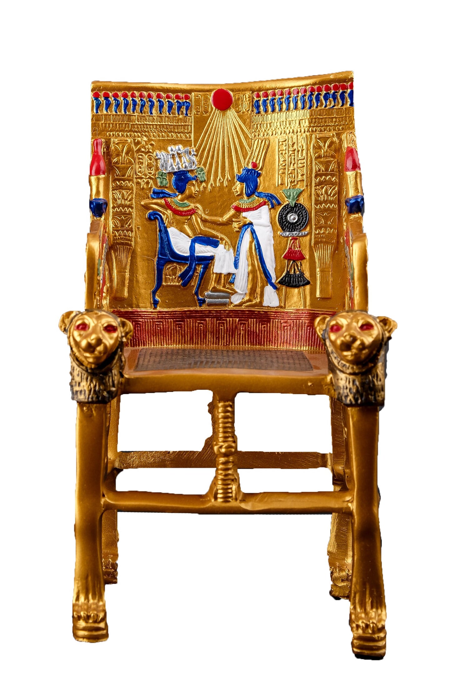 Gorgeous King Tutankhamun Throne - made from poly stone - hand painted Replica - handmade - made in Egypt