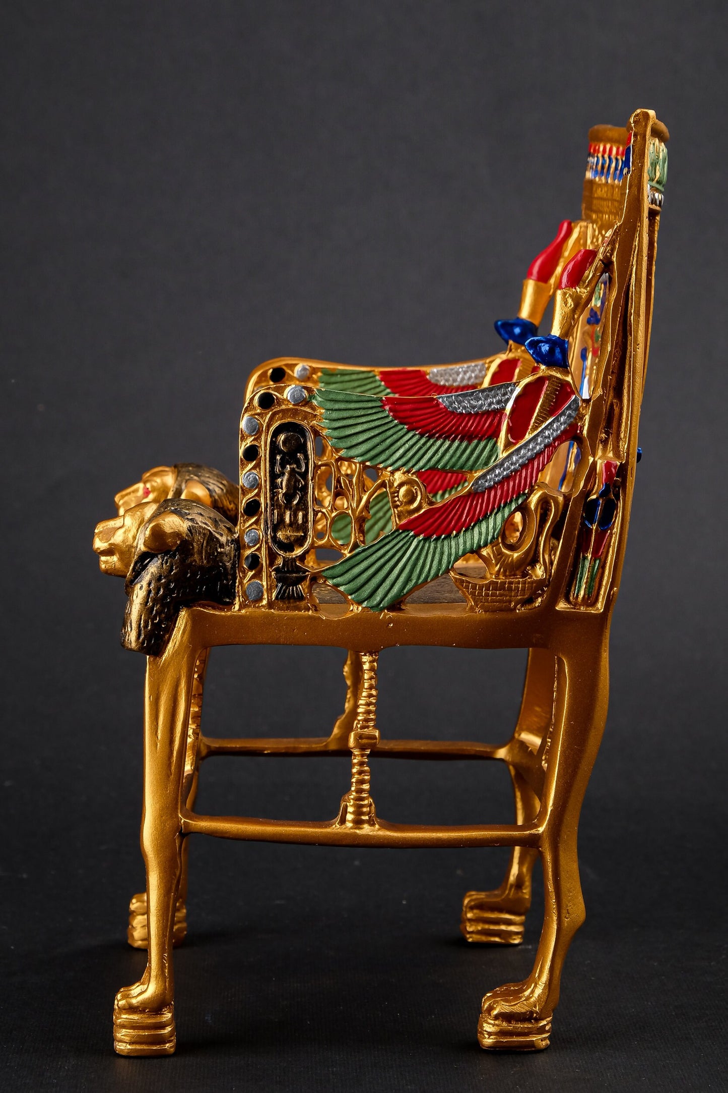 Gorgeous King Tutankhamun Throne - made from poly stone - hand painted Replica - handmade - made in Egypt