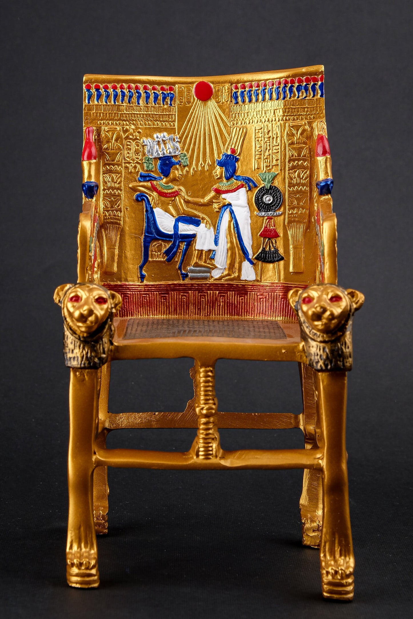 Gorgeous King Tutankhamun Throne - made from poly stone - hand painted Replica - handmade - made in Egypt