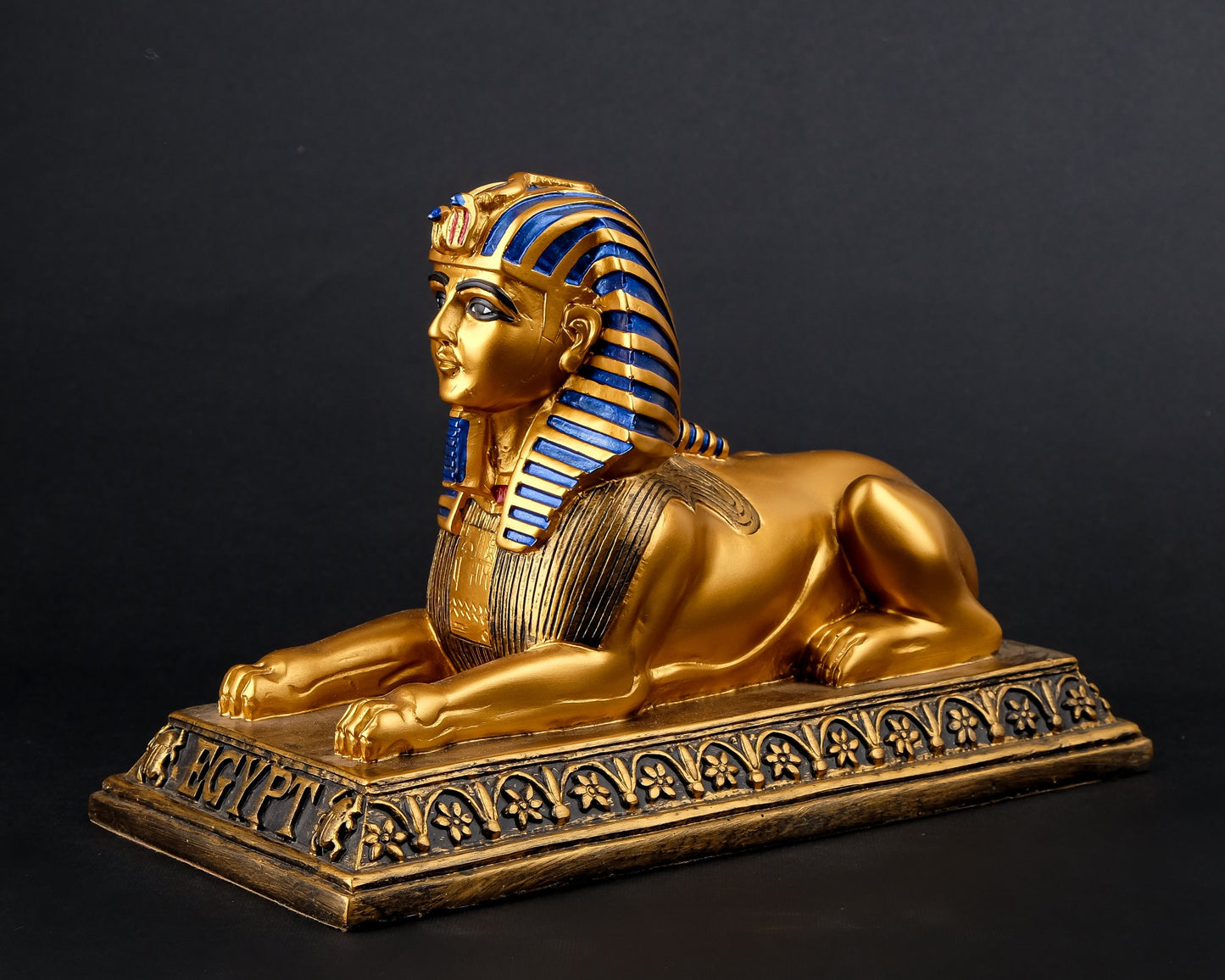 Ancient Egyptian statue of sphinx heavy stone unique painted colored made in Egypt