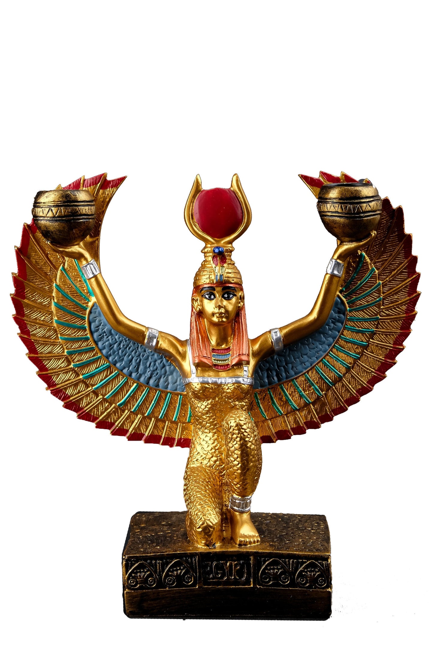 Isis Wings Goddess Figurine hand painted Egyptian art made in Egypt