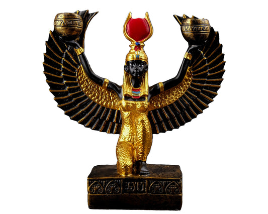 Isis Wings Goddess Figurine unique hand painted colored Egyptian art made in Egypt