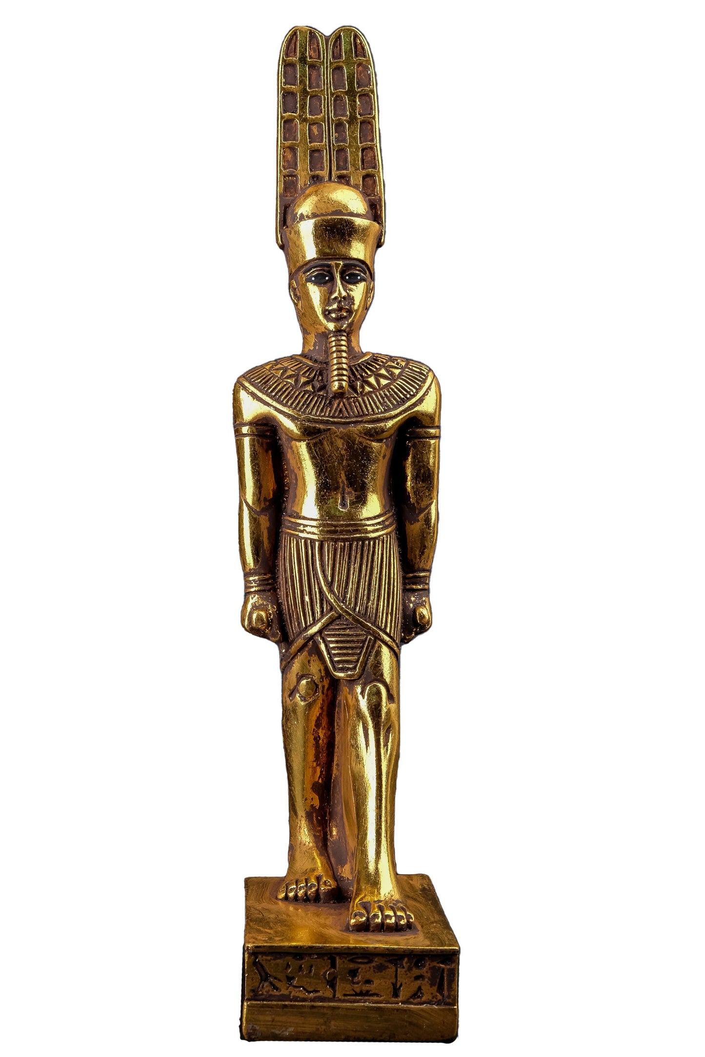 Statue of Egyptian Art Amun Ra symbol of the air unique heavy stone gold leaf hand painted Made in Egypt