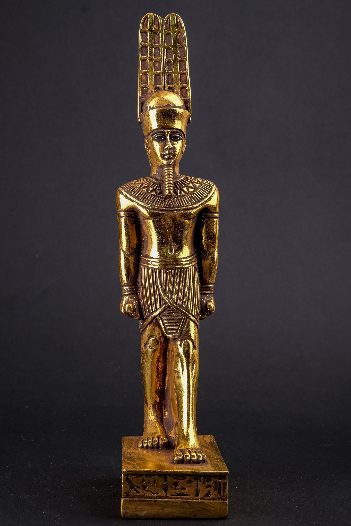 Statue of Egyptian Art Amun Ra symbol of the air unique heavy stone gold leaf hand painted Made in Egypt