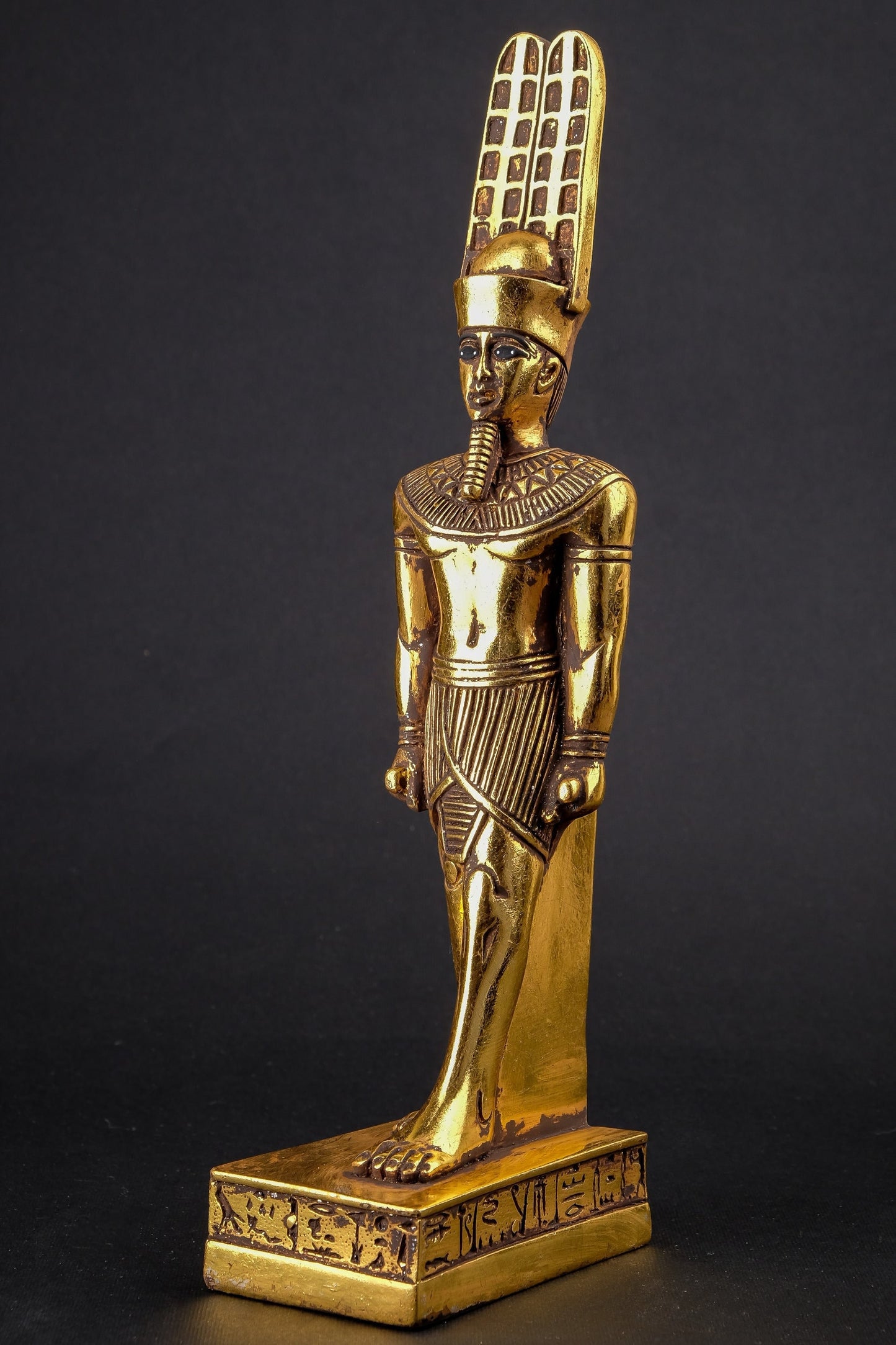 Statue of Egyptian Art Amun Ra symbol of the air unique heavy stone gold leaf hand painted Made in Egypt