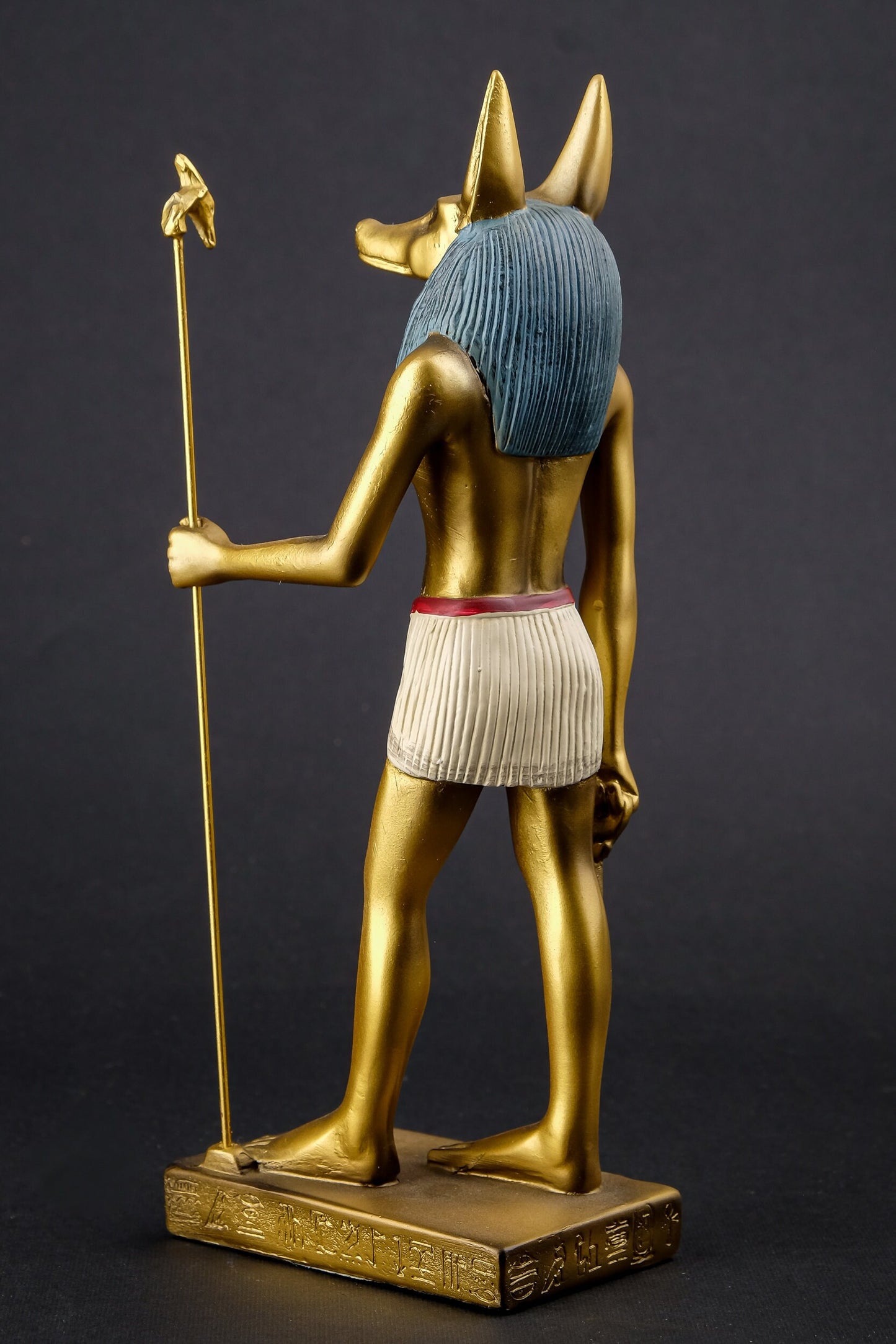 A unique ancient Egyptian statue of Anubis Jackal symbol of afterlife and mummification unique gold Egyptian Art hand painted  made in Egypt