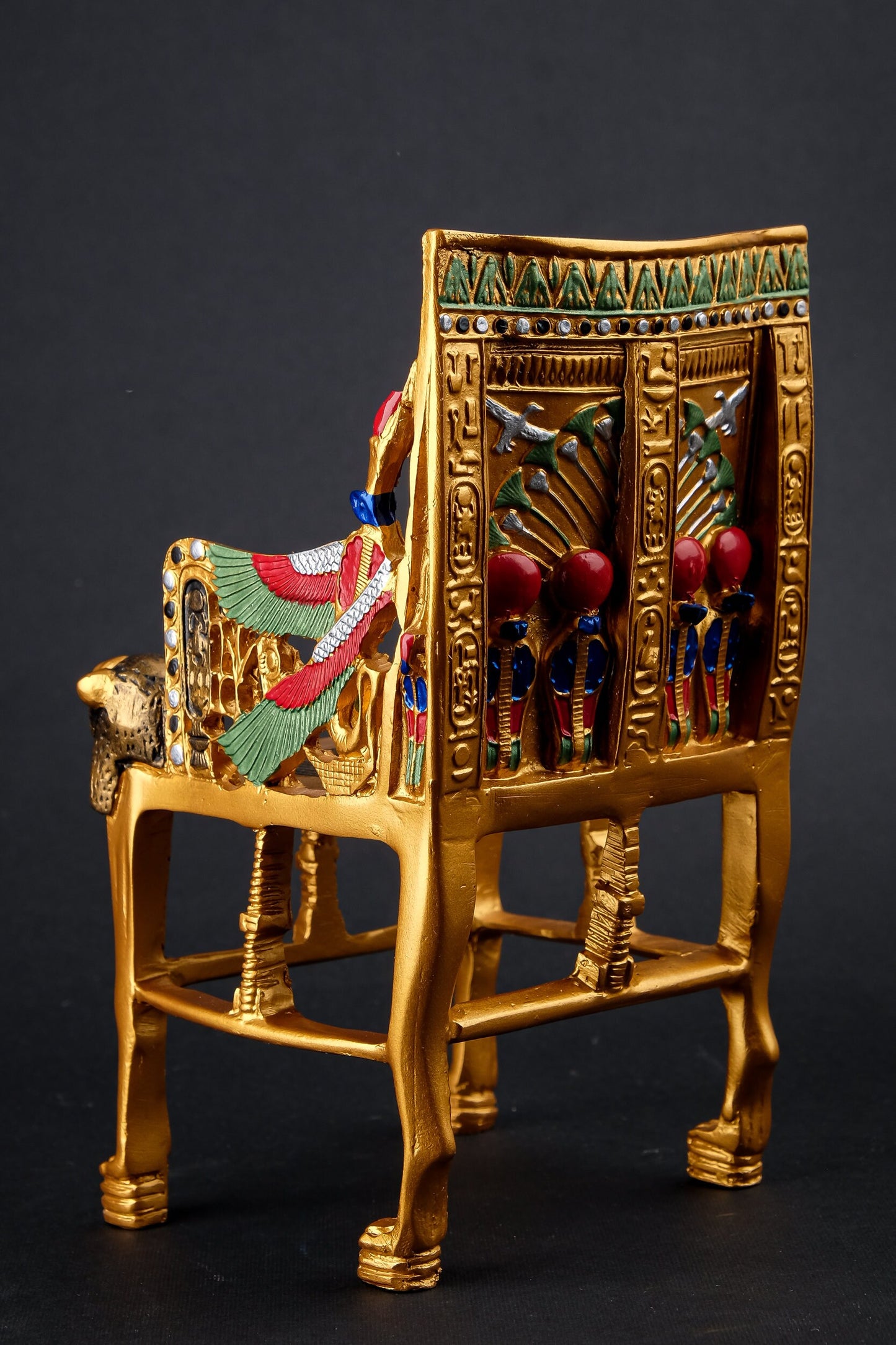 Gorgeous King Tutankhamun Throne - made from poly stone - hand painted Replica - handmade - made in Egypt