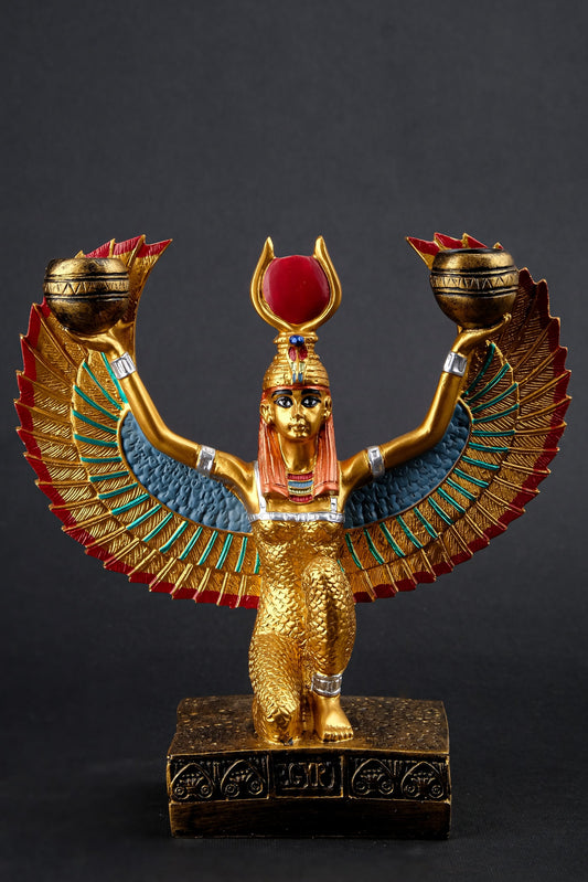 Isis Wings Goddess Figurine hand painted Egyptian art made in Egypt