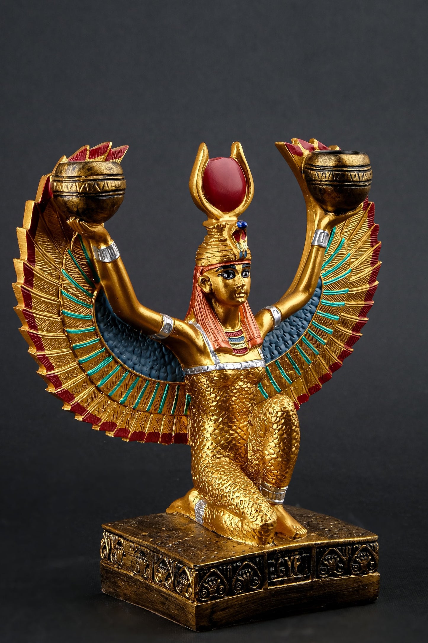 Isis Wings Goddess Figurine hand painted Egyptian art made in Egypt