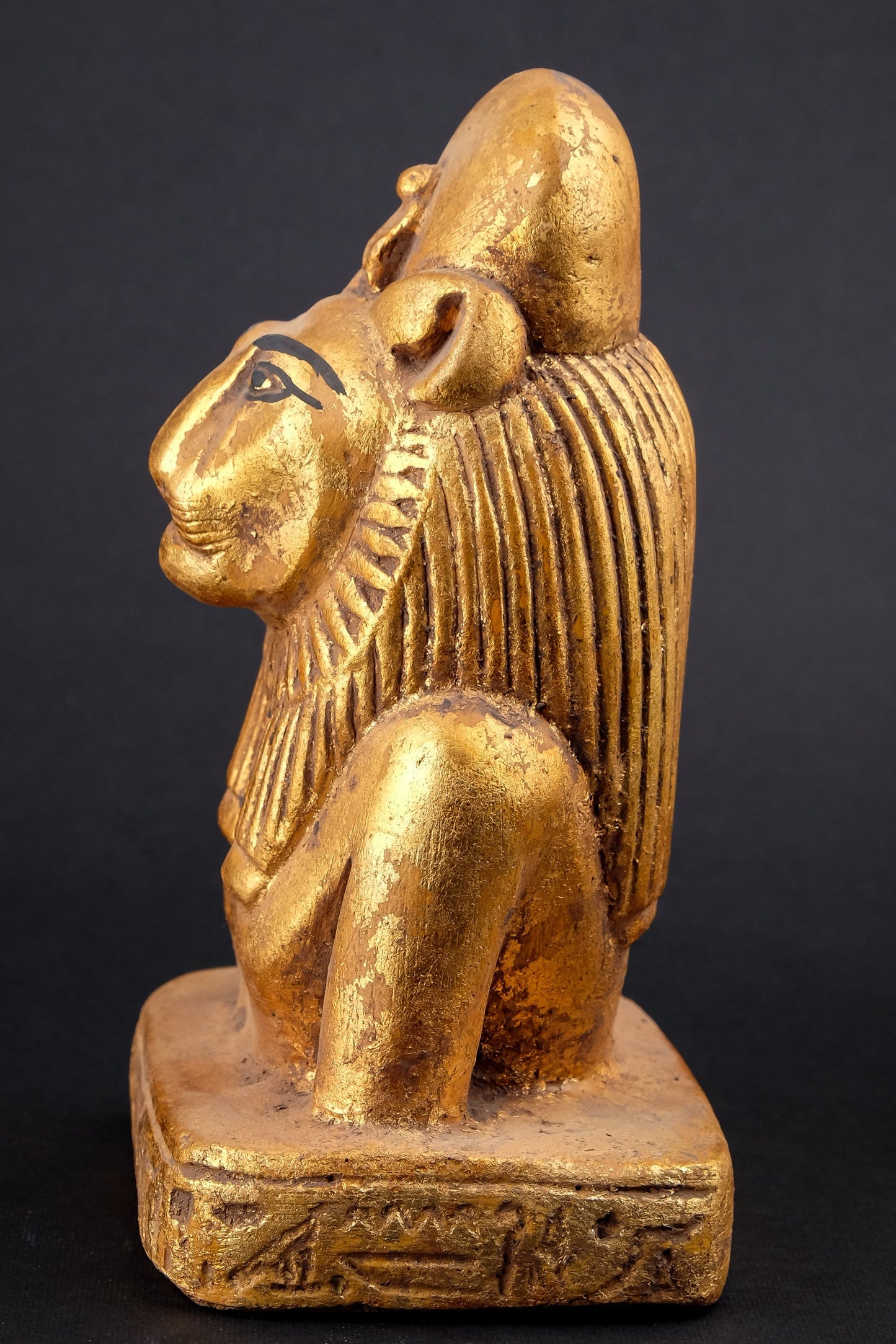 Unique statue of goddess Sekhmet sculpture heavy stone gold leaf hand painted made in Egypt