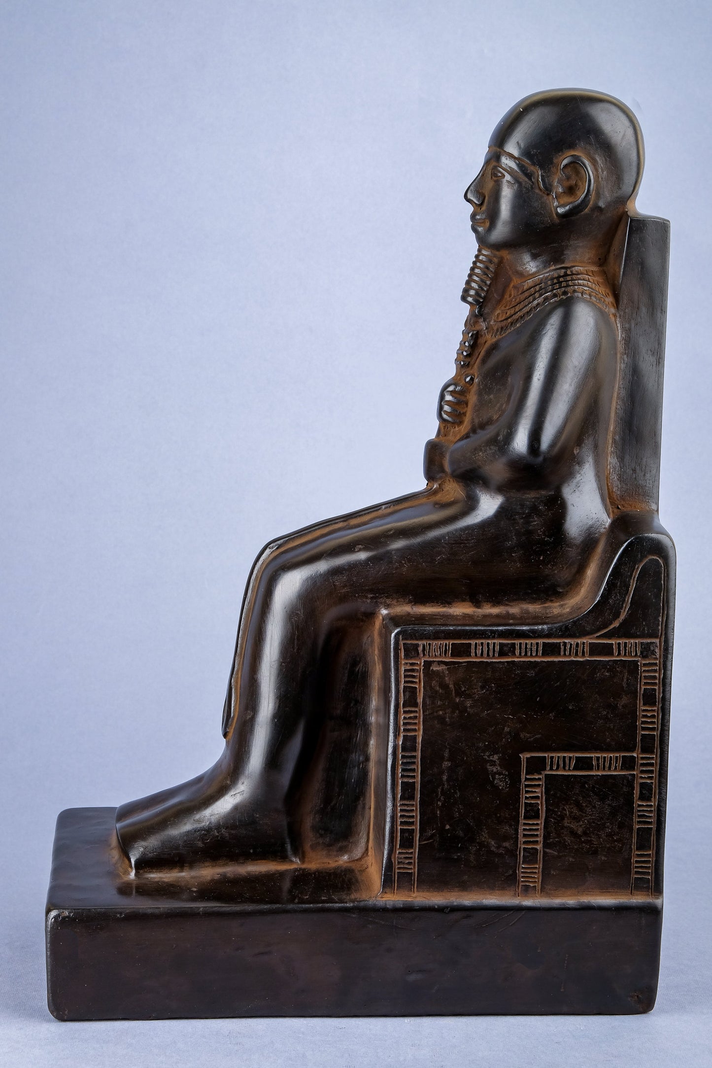 Seated statue of Ptah symbol of Memphis and craftsmen lord of truth, unique large black made in Egypt