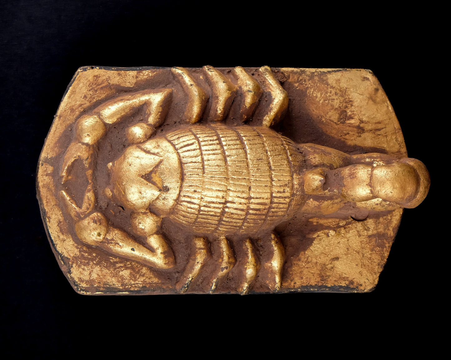 Unique Ancient Egyptian Art Serket the Scorpion goddess Sculpture gold leaf hand painted heavy stone made in Egypt