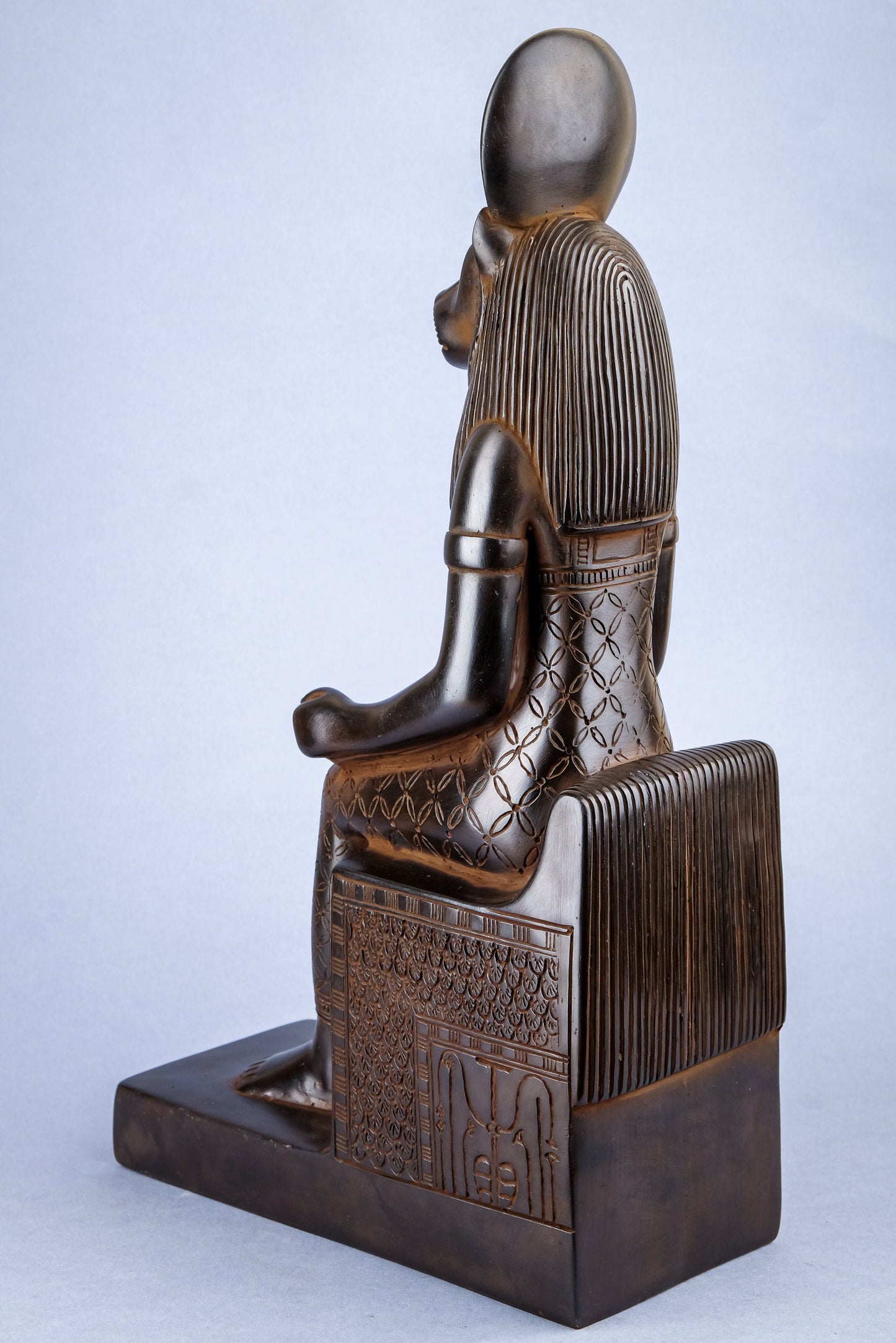 Seated statue of Sekhmet warrior Goddess of war black large stone unique altar statue replica ancient Egyptian Art made in Egypt