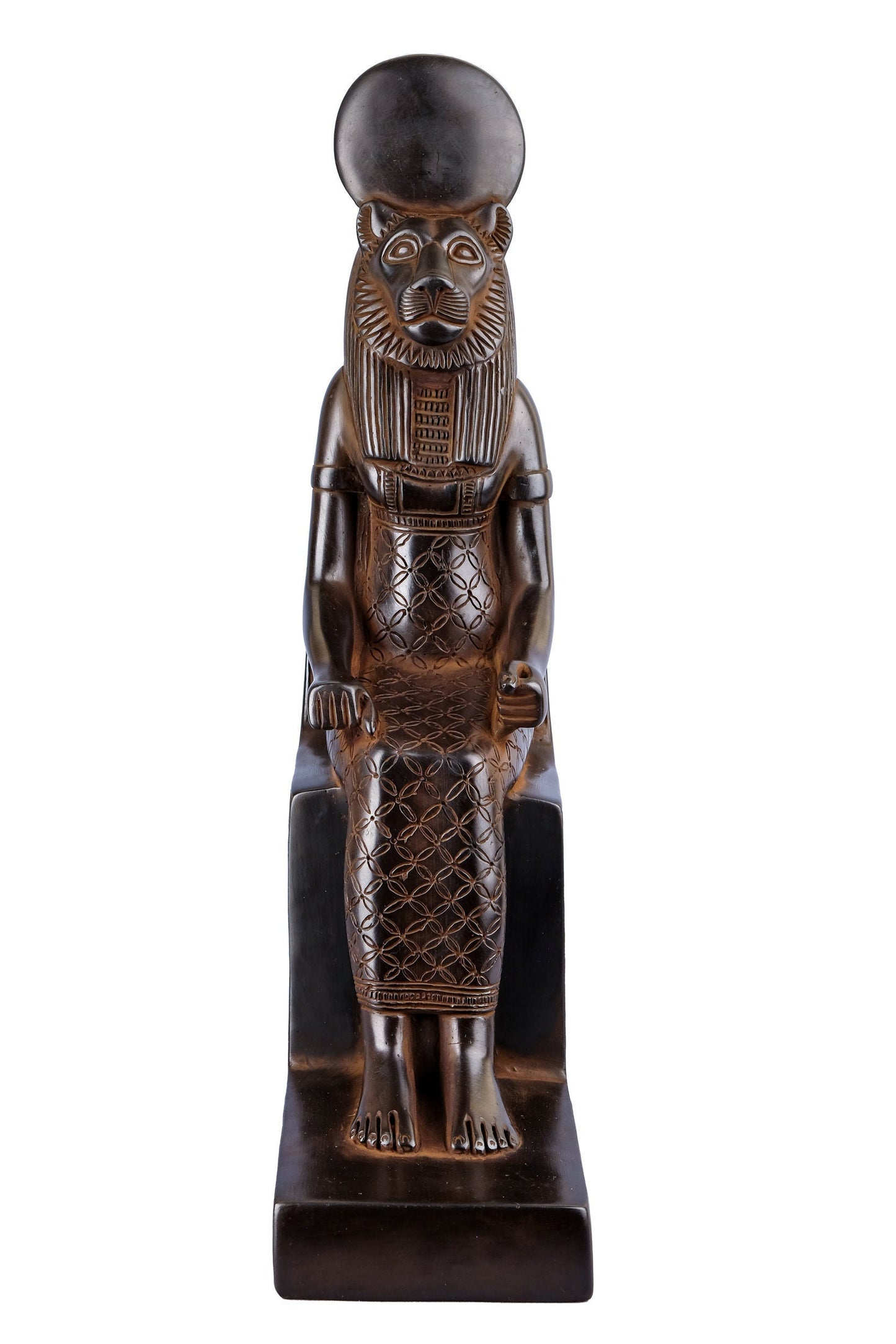 Seated statue of Sekhmet warrior Goddess of war black large stone unique altar statue replica ancient Egyptian Art made in Egypt